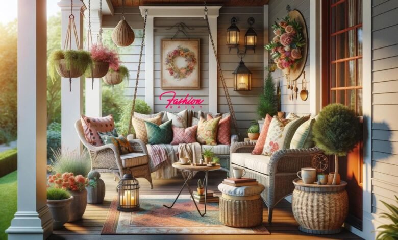 Cozy Seating Area on a Designed Front Porch - How to Design a Front Porch