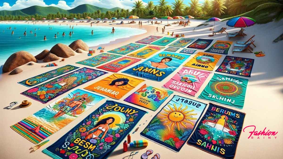 Vibrant Personalized Beach Towels on Sand