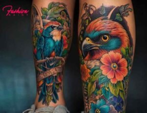 Colorful Bird Leg Tattoo for Women