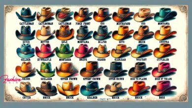 Cowboy Hat Styles Chart with Various Western Hat Designs