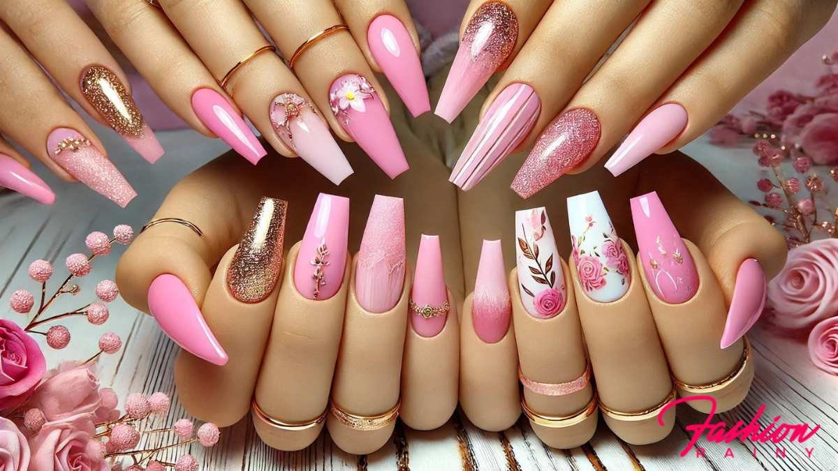 Various Pink Nail Designs Display